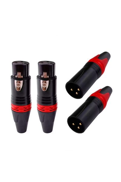 Choice 4Pcs RED 2 Pairs XLR DMX 3 Pin Microphone Audio Cables Plug Connectors...