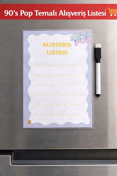 Tint and Treats Buzdolabı Alışveriş Listesi A5 – Laminasyonlu Yaz Sil – Magne...