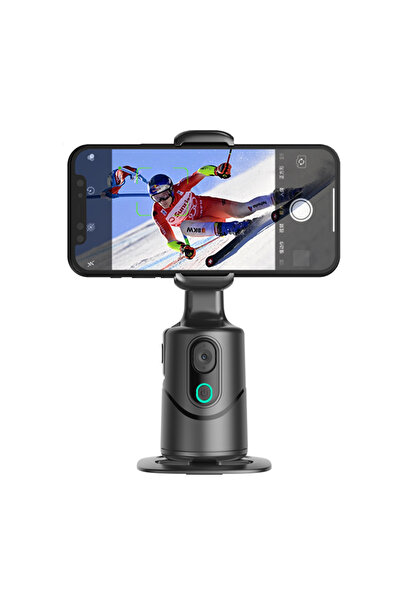 Choice حامل هاتف أسود اللون مزود بخاصية تتبع الوجه التلقائي، مع جهاز تحكم عن ...