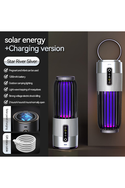 Choice1 مصباح طارد للبعوض يعمل بالطاقة الشمسية بقوة 2500 فولت، قابل للشحن بال...