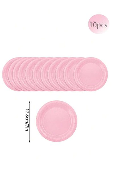 Choice1 10pcs 7in plate New Solid Color Party Set Light Pink Disposable Table...