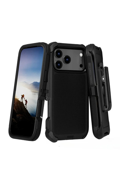 Choice44 جراب حماية متين أسود اللون لهاتف iPhone 17 Pro، مزود بصندوق إضافي وم...