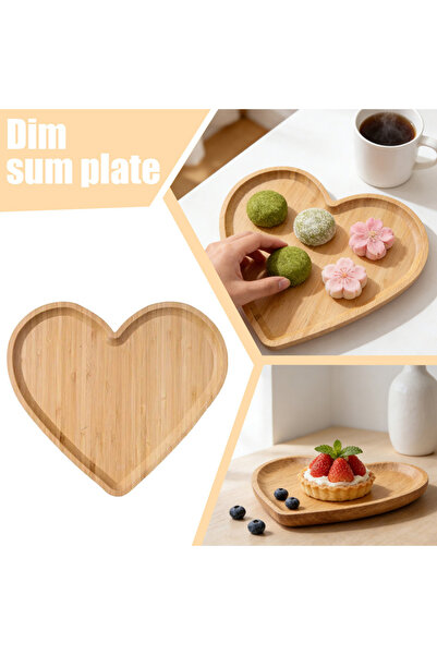 Choice One Size 1pc Wooden Heart-shaped Food Plates Solid Color Wood Love Sna...