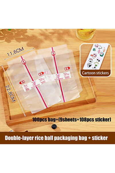 Choice3 أكياس وملصقات 10/50/100 قطعة من كرات الأرز اليابانية المثلثة المصنوعة...