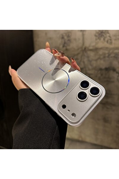 Choice44 غلاف هاتف لامع مغناطيسي فضي لامع بتصميم أورورا، متوافق مع أجهزة آيفو...