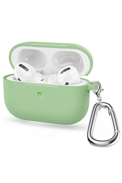 Choice13 جراب سيليكون أخضر نعناعي لسماعات AirPods Pro، جراب بلوتوث بخطاف لسما...