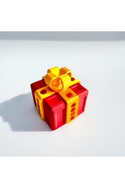 Choice علبة هدايا مزحة حمراء وصفراء مقاس 6×6×4.5 سم مع براغي، مطبوع بتقنية ال...