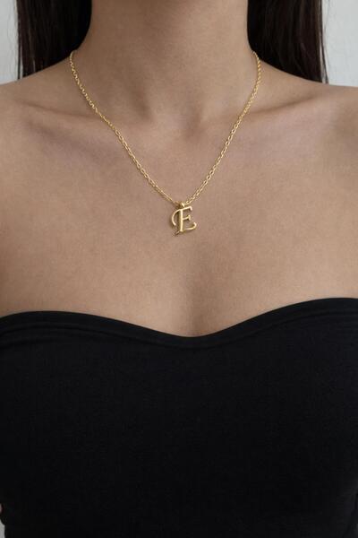 Çeram Altın Rengi E Harfli Kolye