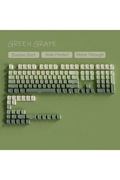 Choice20 غطاء مفاتيح جانبي بإضاءة خلفية RGB متدرجة اللون الأخضر العنب، 135 مف...