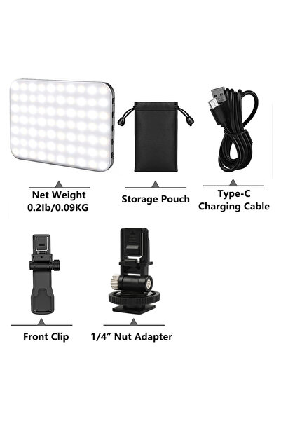 Choice1 مصباح فيديو أسود صغير الحجم مزود بـ 60 مصباح LED، قابل لإعادة الشحن ب...