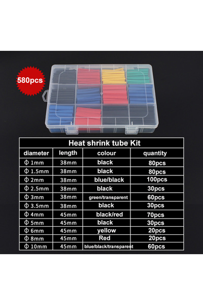 Choice 580pcs Insulation Sleeving Heat Shrink Tube Thermoresistant tube Kit P...