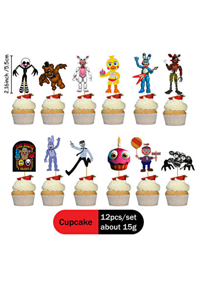 choice2 مجموعة كب كيك فايف نايتس آت فريديز، 12 قطعة، كب كيك بتصميم فايف نايتس...