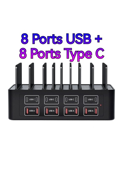 Choice3 شاحن USB عالمي بقوة 150 واط مزود بـ 8 منافذ USB و8 منافذ USB من النوع...