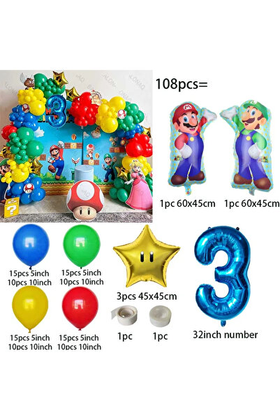 Choice1 مينيسو كما في الصورة، مجموعة زينة حفلات ماريو مكونة من 108 قطعة من ال...