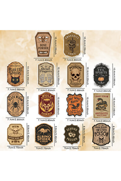 Choice 13pcs 13pcs Halloween Vintage Apothecary Label Stickers For Wine Potio...