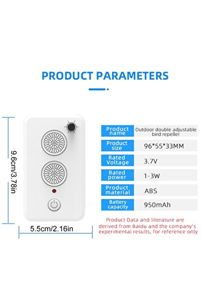 Choice A 950mAh Ultrasonic Bat Repeller Devices Adjustable Electric Animal Tr...
