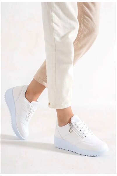 Yasee Lunara Elite Taban Deri Sneaker Fermuar Detaylı