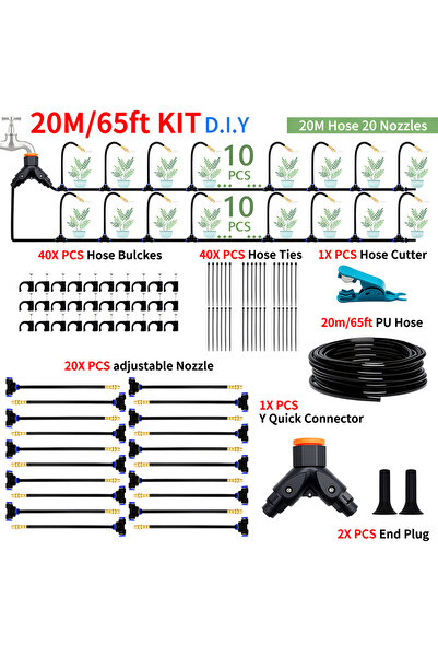 Choice1 DIY 20M DIY Free Bending Universal Spray Kit For Greenhouse Garden Fl...
