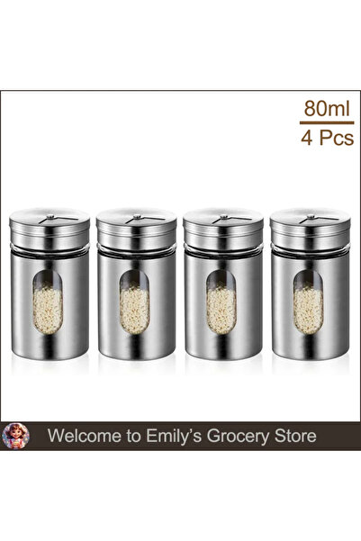 Choice 4 pcs Stainless Steel Shaker Seasoning Cans Rotate Camping Barbecue Ja...
