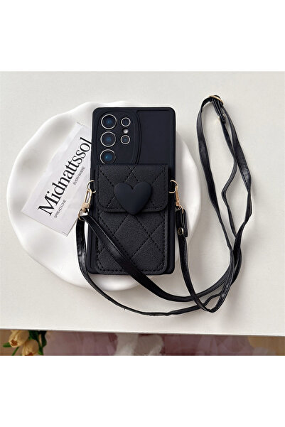 Choice73 Galaxy S25 Black 3D Cute Love Heart Crossbody Card Holder Phone Case...