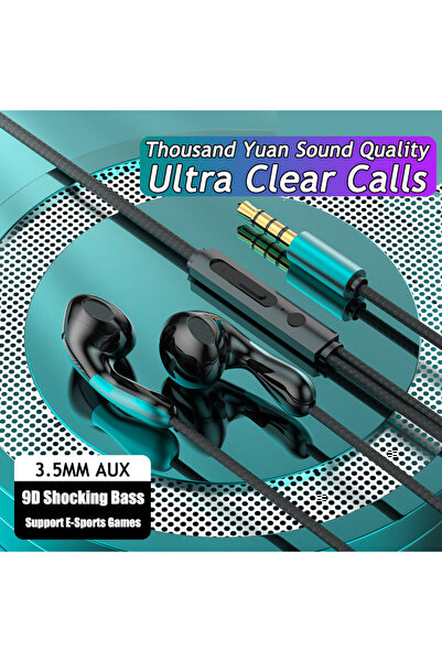 Choice9 3.5MM AUX Green Wired Earphone 3.5mm AUX/Type C HiFi Surround Heavy B...