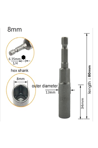 Choice5 8mm Hex Skets 5.5-19mm Sket Magnetic Nut Screwdriver 1/4" Hex Key Dri...