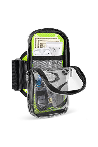 Choice1 حقيبة رياضية شفافة خضراء من هايسكي للجري، مزودة بحزام ذراع، متوافقة م...