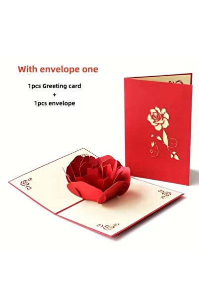 Choice بطاقة معايدة حمراء ثلاثية الأبعاد على شكل وردة، بطاقة عيد الحب، بطاقة ...
