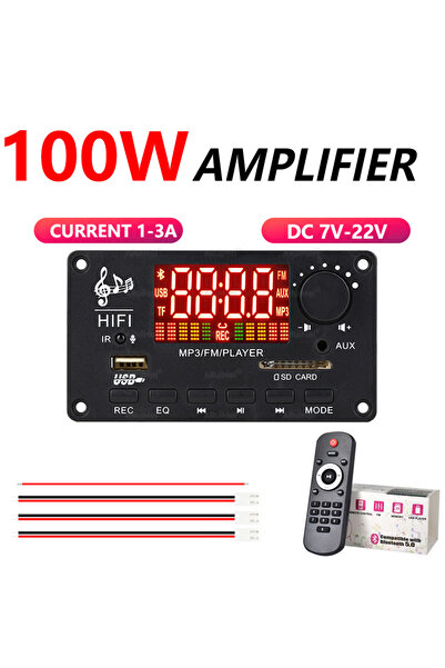 Choice 1PCS 2x50W Bluetooth 5.0 Amplifier Kit with Black Case & Remote, DC 7-...