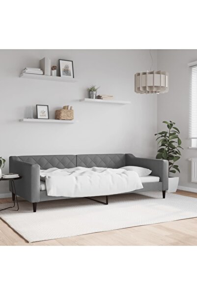 Concept Cadru de pat, gri închis, 100 x 200 cm, material textil