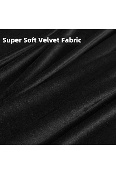 Choice3 Rod Pocket 132x213cm black Black Velvet Curtains 84 inch Length 1 Pan...