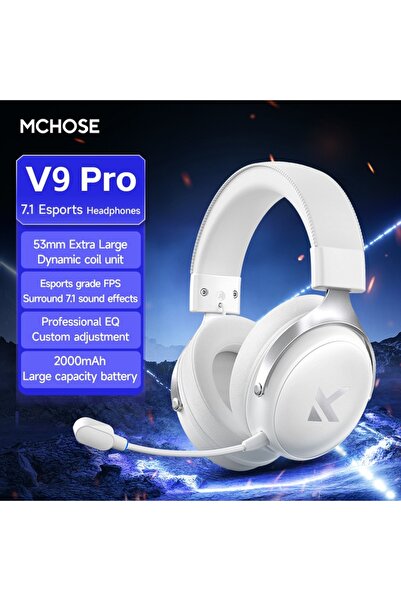 Choice سماعات رأس V9PRO الأصلية من MCHOSE، لون أبيض فضي، سماعات ألعاب رياضية ...
