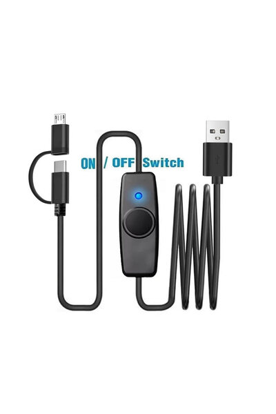 Choice1 كابل شحن 2 في 1 بطول 1.2 متر مزود بمفتاح تشغيل/إيقاف، من النوع C / Mi...