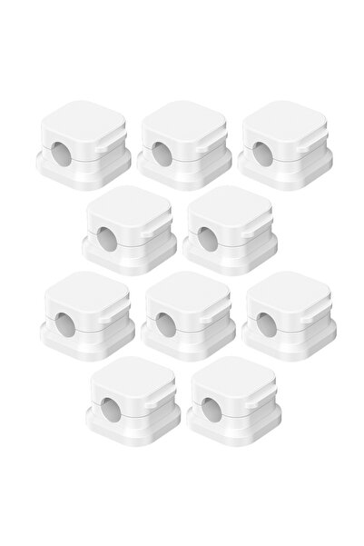 Choice4 10 قطع من مشابك الكابلات المغناطيسية البيضاء، منظم كابلات مع لاصق لا ...