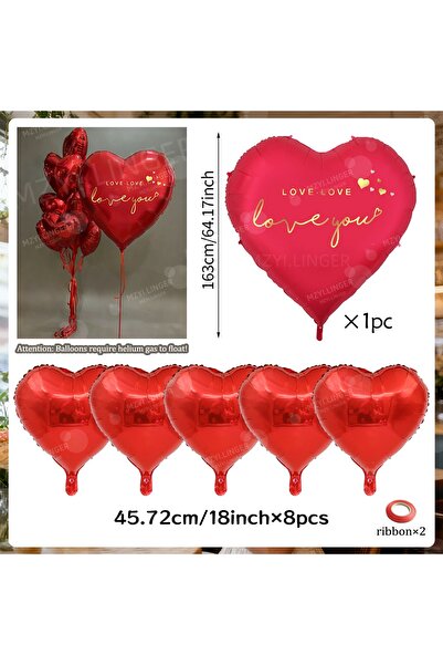 Choice Other balloon set 63 inch oversized "Love You" balloon, 18 inch red he...