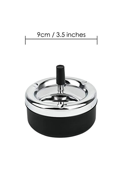 Choice منفضة سجائر معدنية سوداء دائرية دوارة ذاتية التنظيف، منفضة سجائر للمدخ...