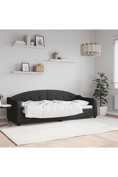 Concept Pat de zi, negru, 80x200 cm, material textil