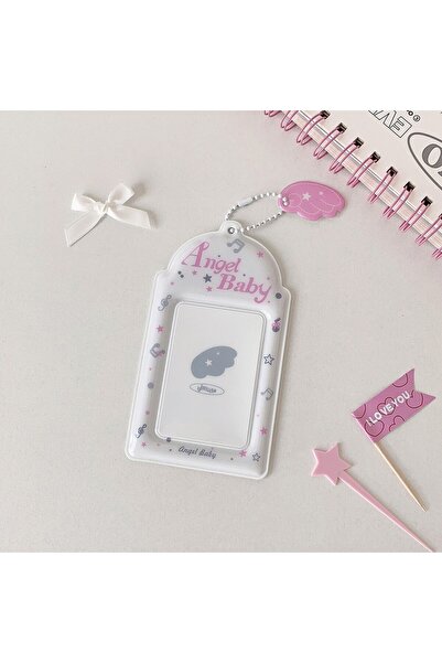 Choice1 حامل صور من مادة PVC بيضاء، سلسلة مفاتيح، حامل بطاقة هوية على شكل أجن...