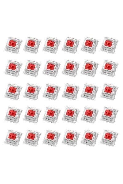 choice2 مفتاح محوري بديل أحمر اللون مكون من 30 قطعة، مفتاح خطي نقري صامت ذو ا...