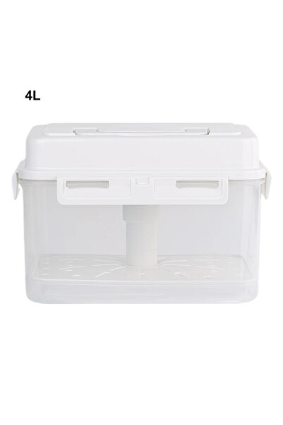 Choice برطمان أبيض سعة 4 لتر أو 4/5 لتر مع لوحة ضغط، منظم مطبخ مانع للتسرب، م...