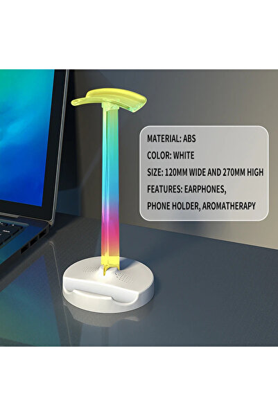 Choice حامل سماعة رأس للألعاب بإضاءة RGB بيضاء مضيئة، قطعة واحدة، إضاءة محيطي...