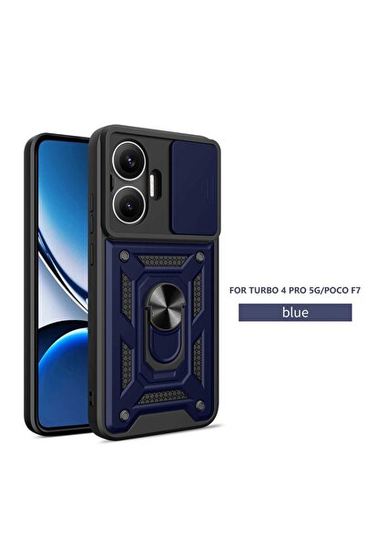 Choice51 غطاء حماية أزرق مدرع لهاتف Poco F7 مع حلقة مغناطيسية، متوافق مع هوات...