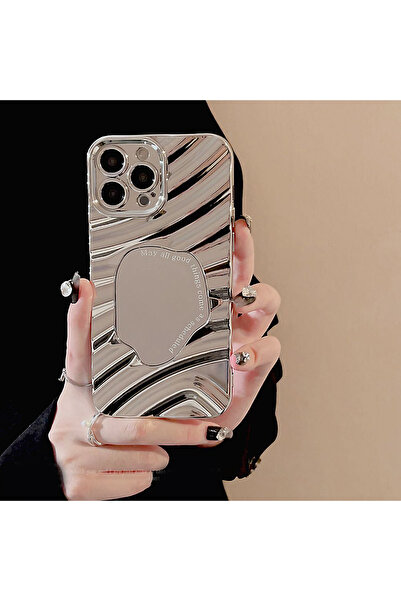 Choice5 غلاف هاتف مزود بمرآة مكياج فضية اللون مع حبل تعليق، متوافق مع آيفون 1...