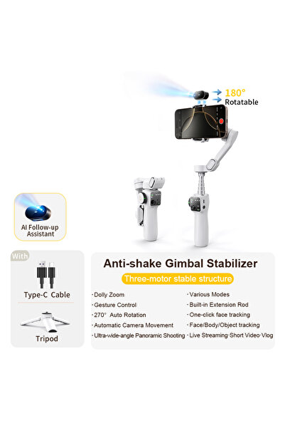 Choice4 White AI AOCHUAN Handheld Anti-shake Gimbal Stabilizer Travel Extende...