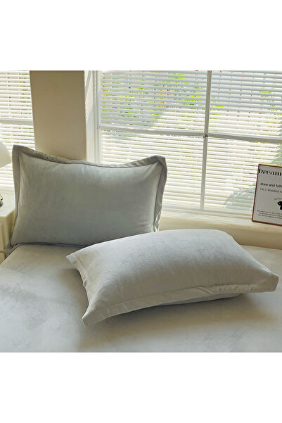 Choice19 2pc 48x74cm LightGrey 1/2pcs Soft Flannel Pillowcase Winter Warm Pil...