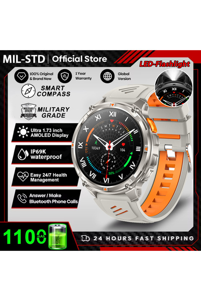 Choice Silver orange 2026 New T-Rex3 Pro 1100mAh Battery Smart Watch GPS path...