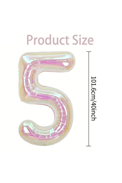 Choice1 40inch 5 Transparent Colorful Digital Balloon 0-9 Rainbow Colorful Al...