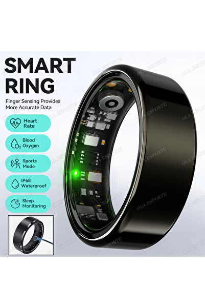 Choice 10 حلقات ذكية سوداء للرجال والنساء مزودة بتقنية بلوتوث لمراقبة معدل ضر...