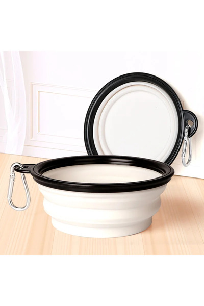 Choice1 1000ml White Collapsible Pet Silicone Dog Food Water Bowl Outdoor Cam...