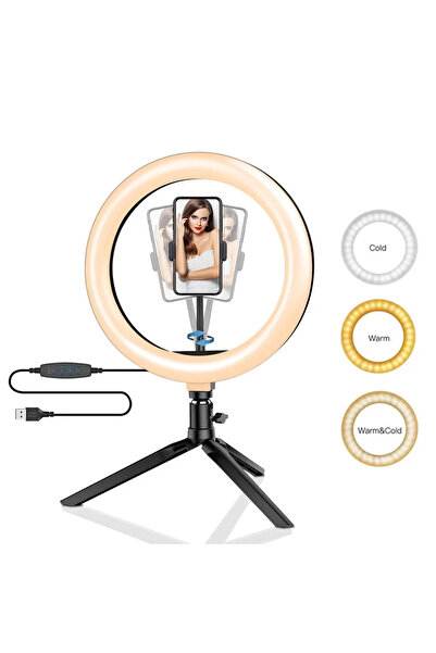 Choice طقم إضاءة حلقية LED قابلة للتعتيم بقطر 26 سم (10 بوصات) مع حامل ثلاثي ...